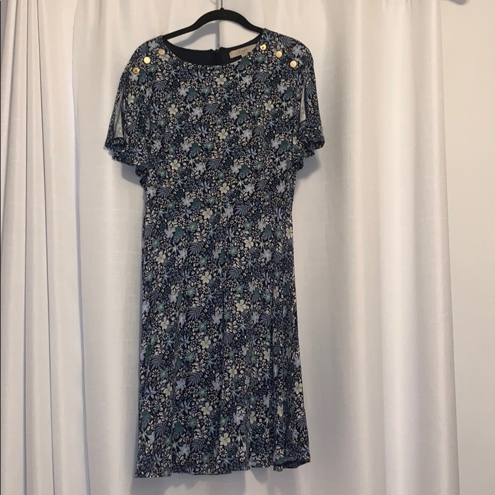 🙂 BOGO Loft Navy Blue Floral Dress